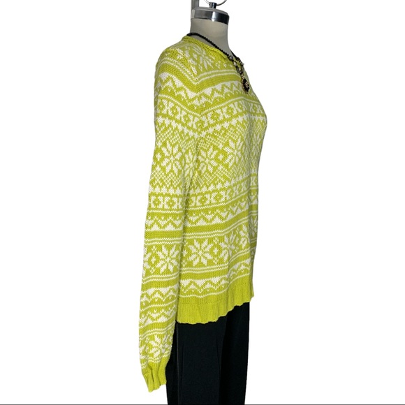 Van Heusen Green Yellow and White Monogran Sweater Size LG - Picture 4 of 7